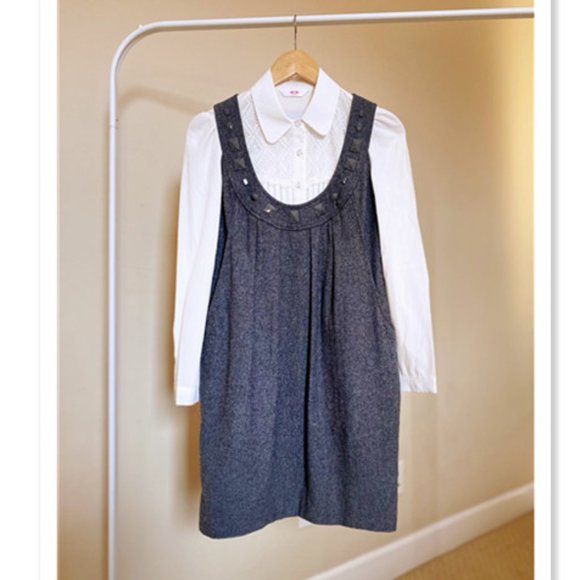Stylish Comfy Wool Gray Mini Dress - Picture 1 of 4